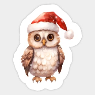 Great Horned Owl in Santa Hat Sticker